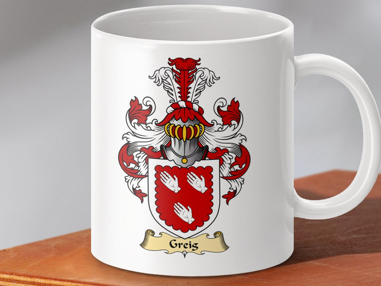 Physical Item 11oz / White Greis Clan Coat Of Arms Scottish Mug