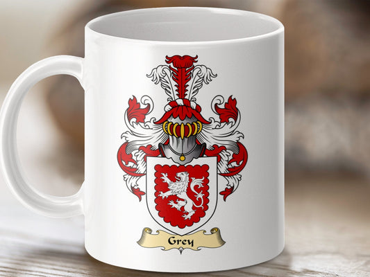 Physical Item 11oz / White Grey Clan Coat Of Arms Scottish Mug