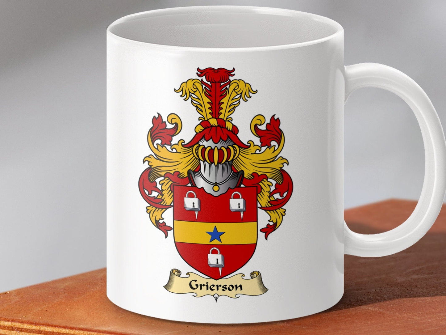 Physical Item 11oz / White Grierson Clan Coat Of Arms Scottish Mug