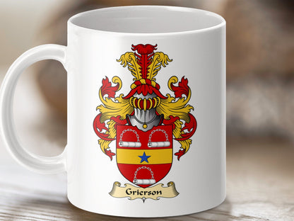 Physical Item 11oz / White Grierson Clan Coat Of Arms Scottish Mug