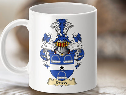 Physical Item 11oz / White Grieve Clan Coat Of Arms Scottish Mug