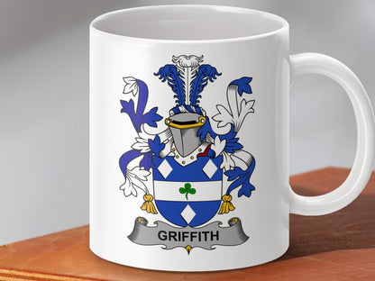 Physical Item 11oz / White Griffith Surname Irish Heraldry Ceramic Mug