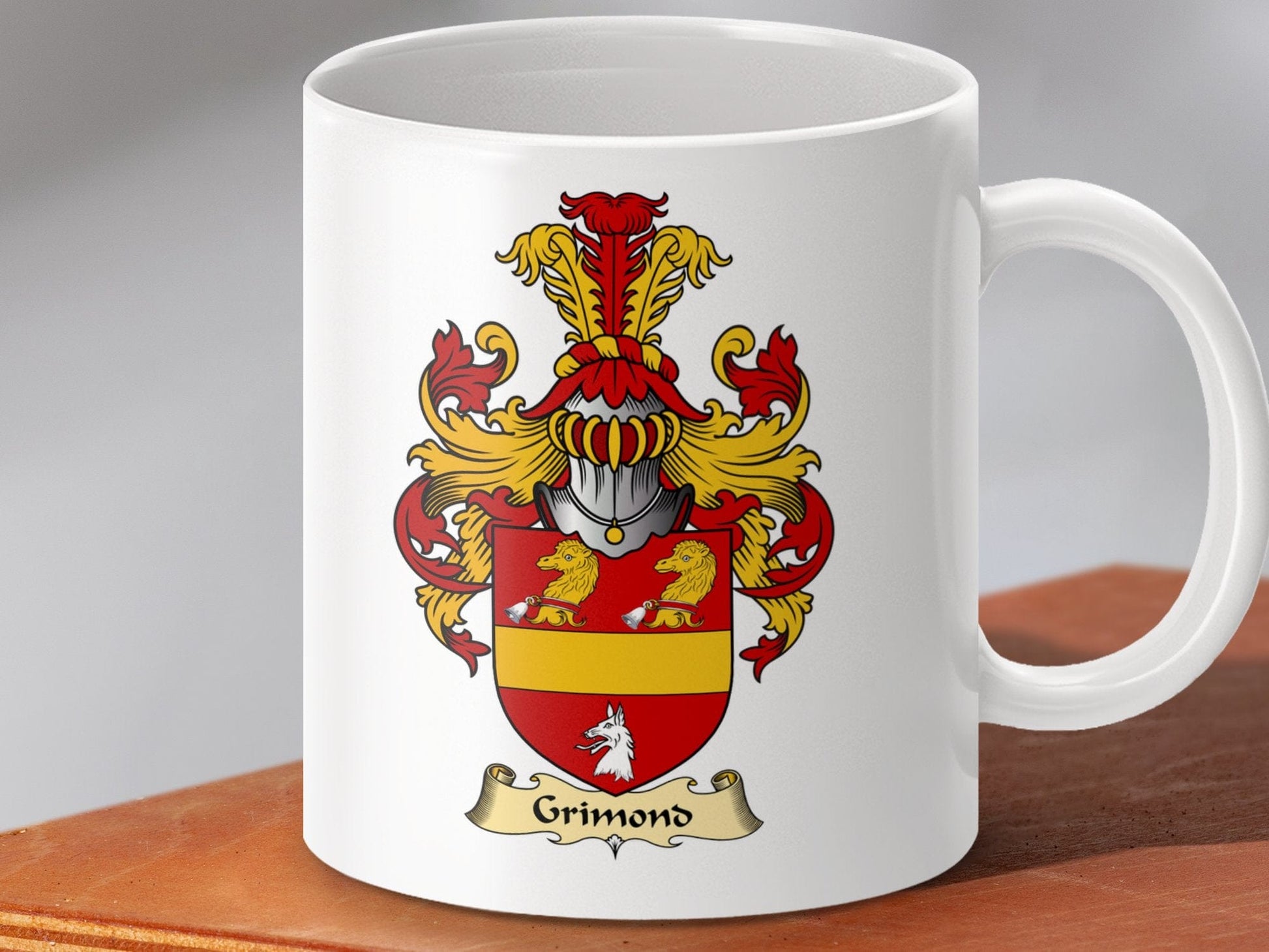 Physical Item 11oz / White Grimond Clan Coat Of Arms Scottish Mug