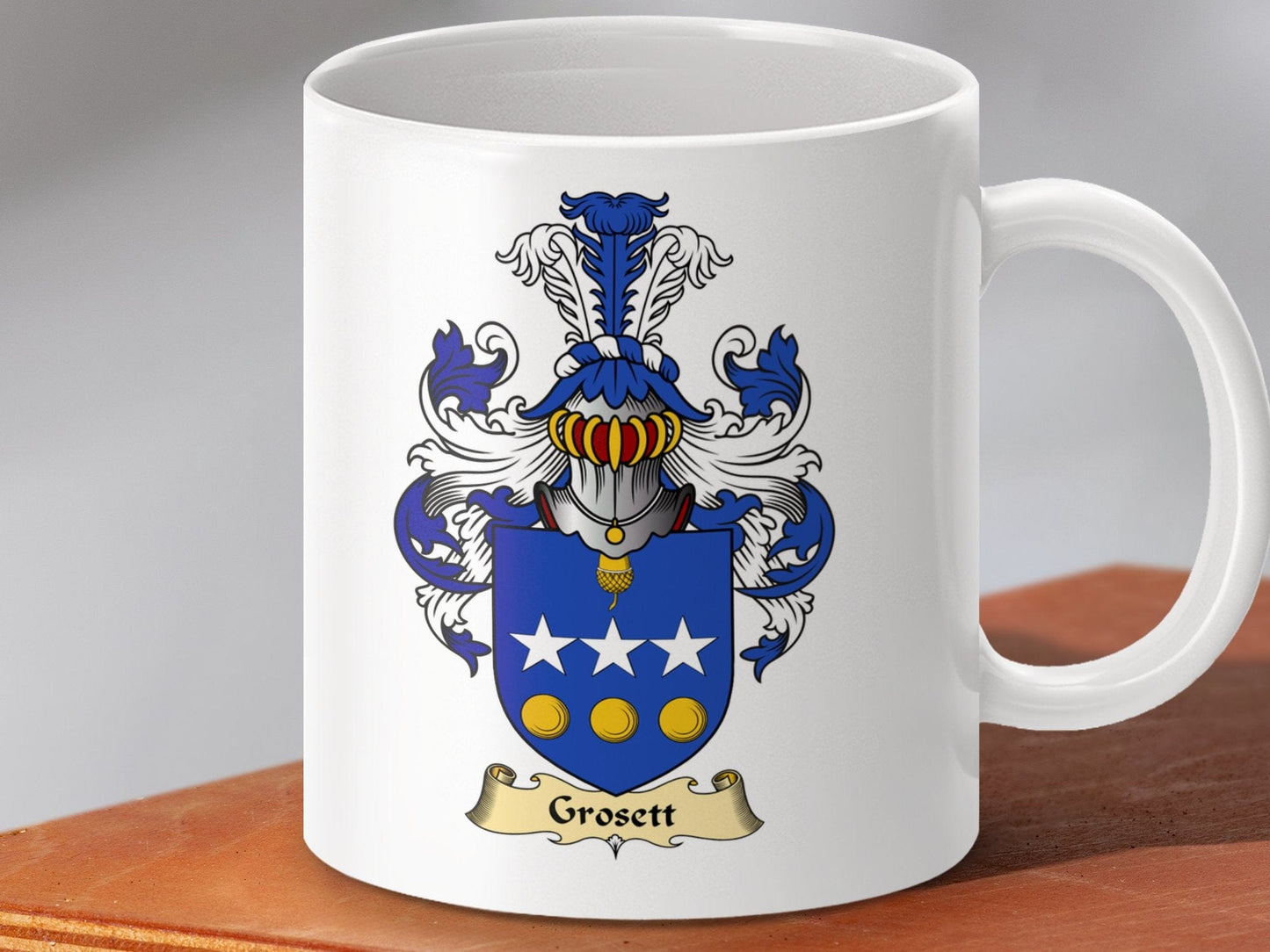 Physical Item 11oz / White Grosett Clan Coat of Arms Scottish Mug