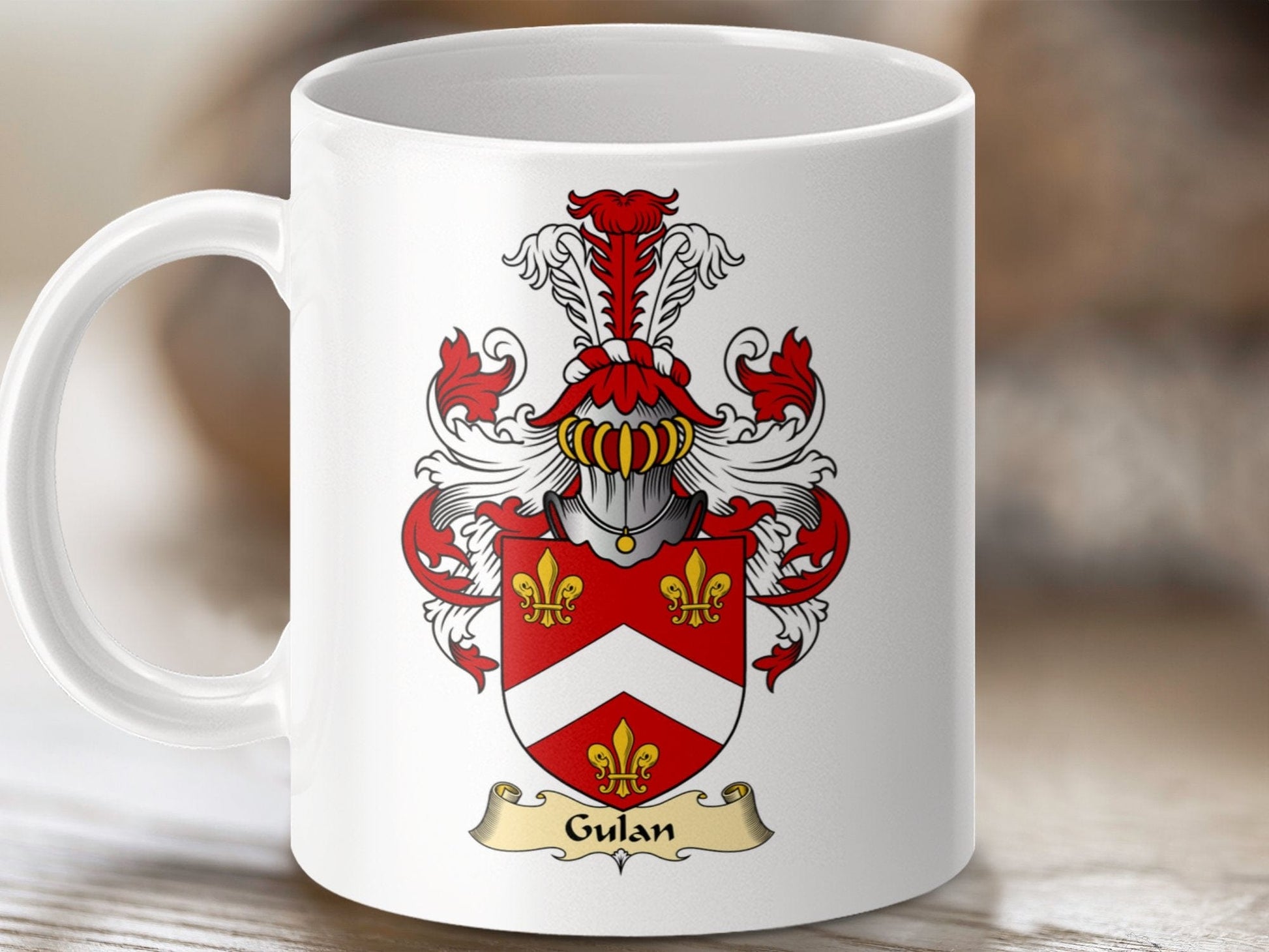 Physical Item 11oz / White Gulan Clan Coat Of Arms Scottish Mug