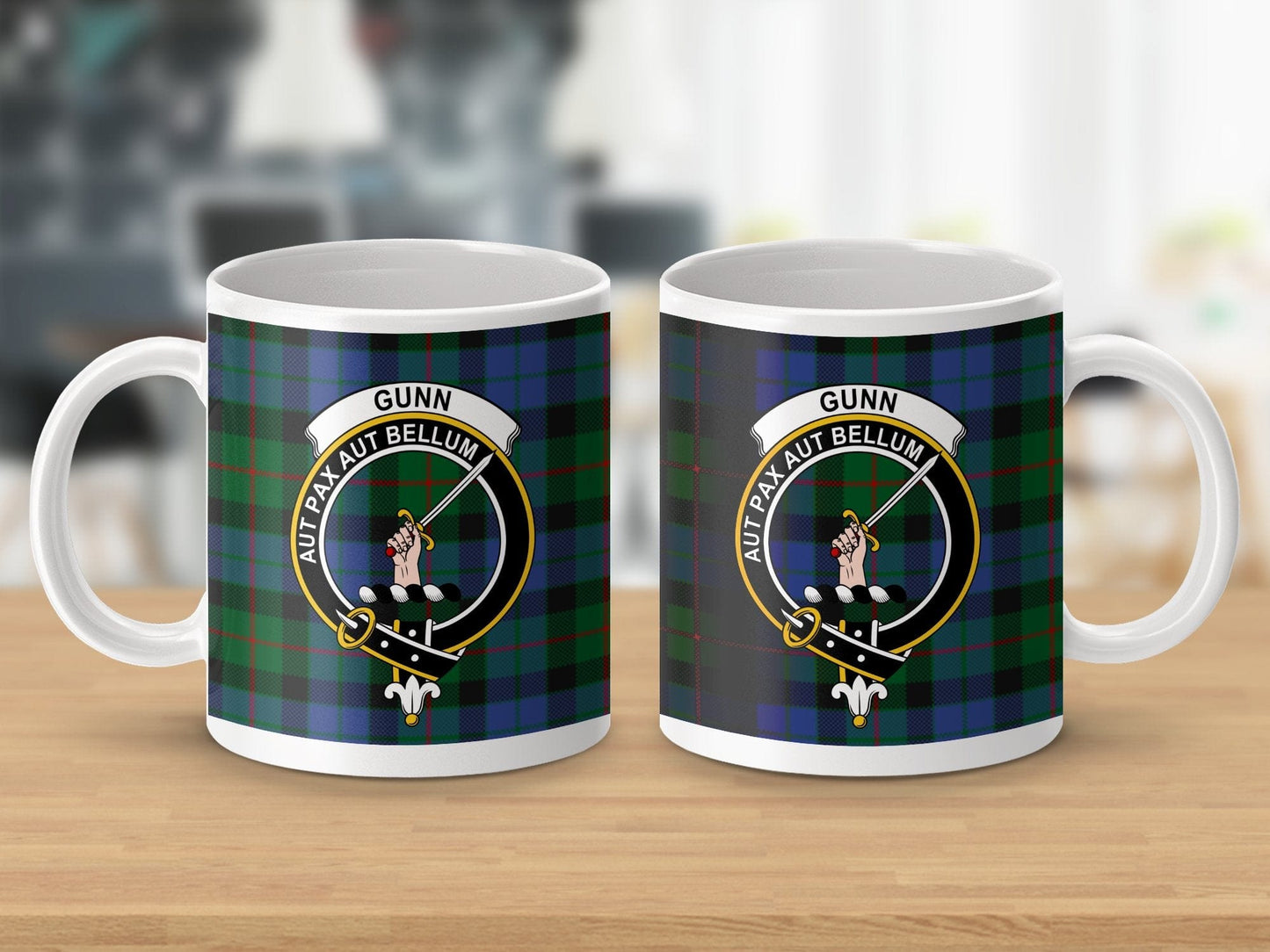 Physical Item 11oz / White Gunn Clan Scottish Tartan Mug