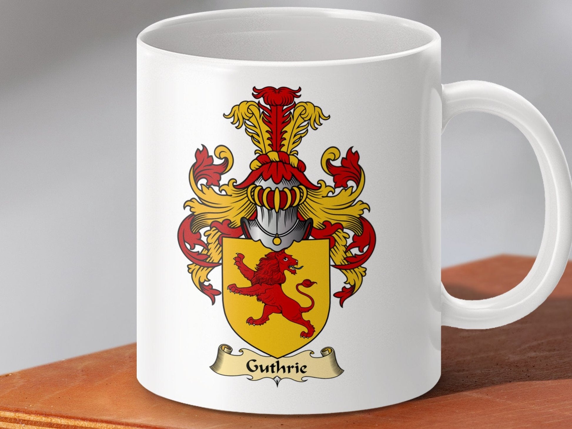 Physical Item 11oz / White Guthrie Clan Coat Of Arms Scottish Mug