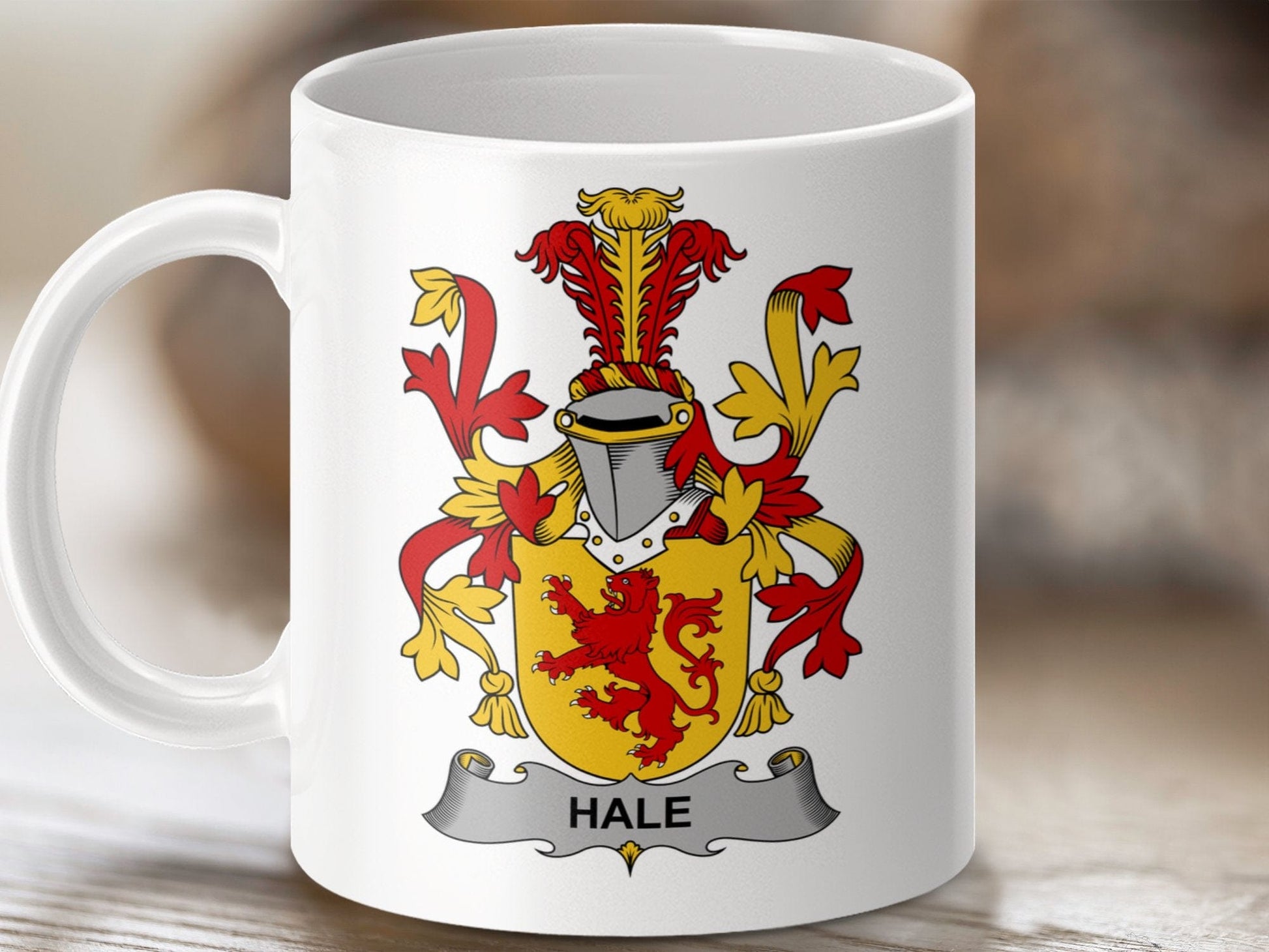 Physical Item 11oz / White Hale Surname Irish Heraldry Ceramic Mug