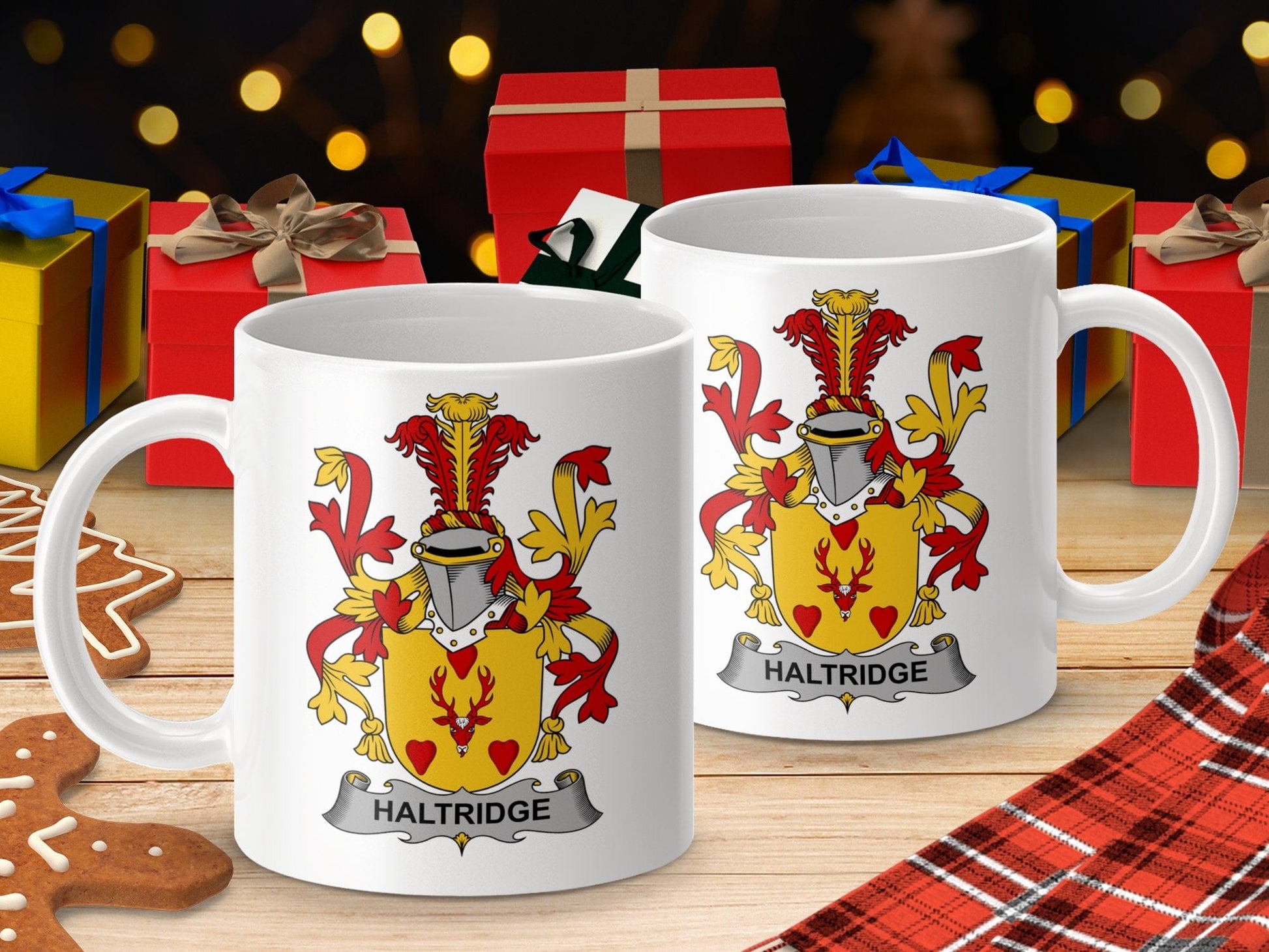 Physical Item 11oz / White Haltridge Surname Irish Heraldry Ceramic Mug