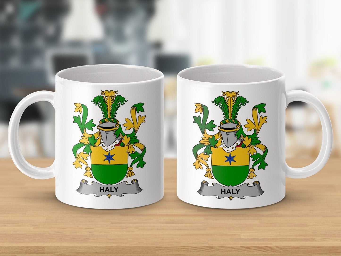 Physical Item 11oz / White Haly Surname Irish Heraldry Ceramic Mug