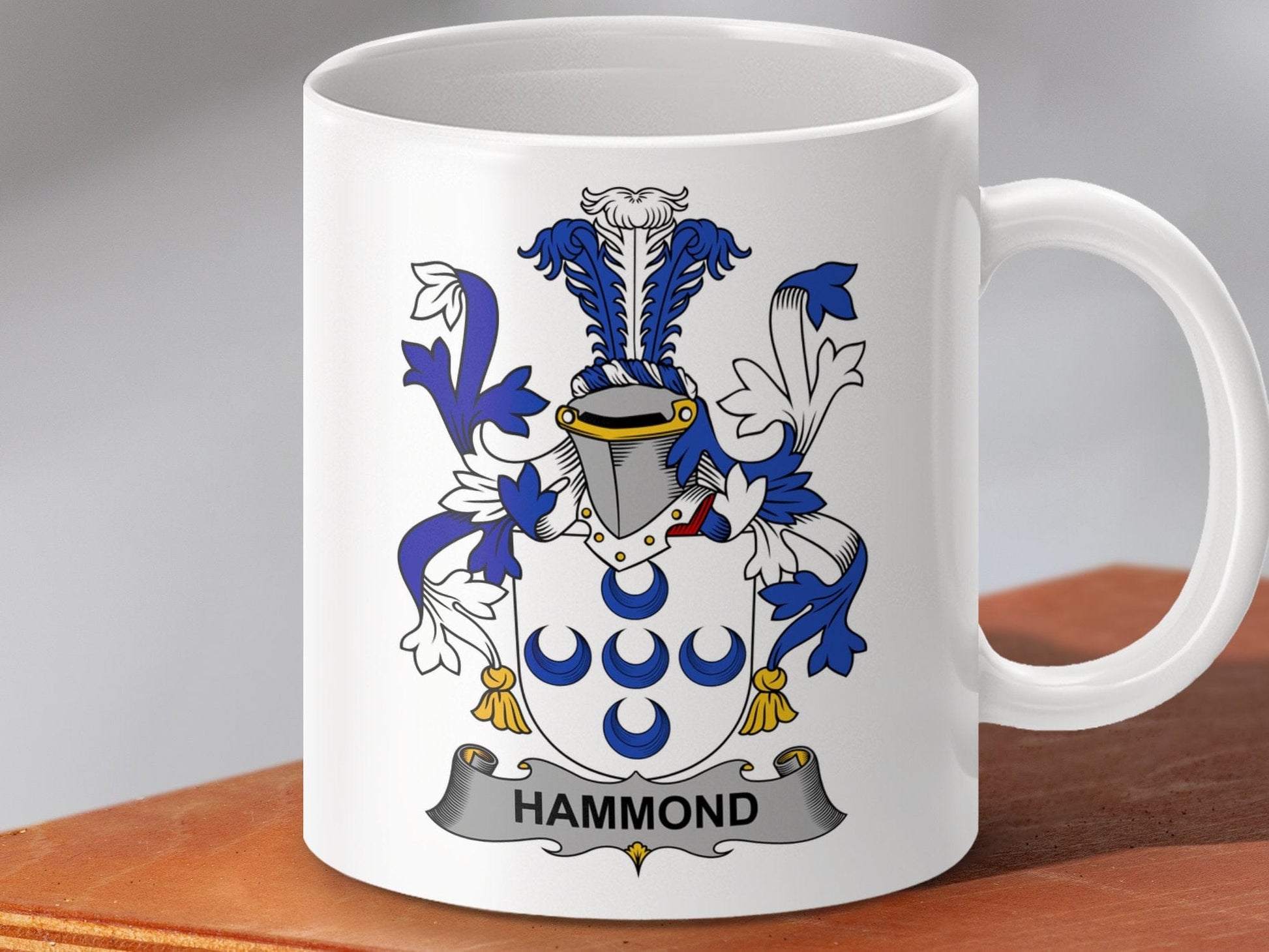 Physical Item 11oz / White Hammond Surname Irish Heraldry Ceramic Mug