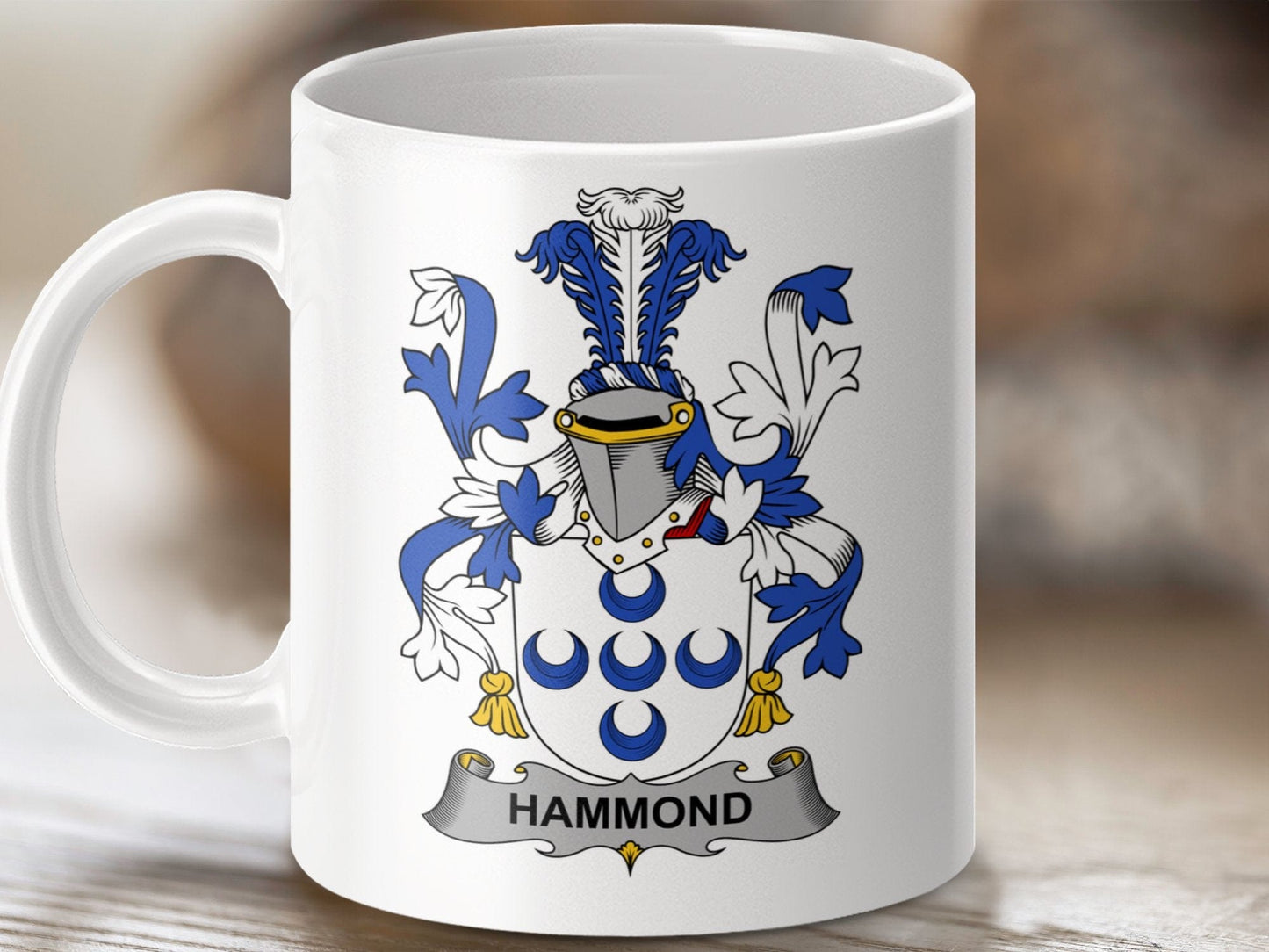 Physical Item 11oz / White Hammond Surname Irish Heraldry Ceramic Mug