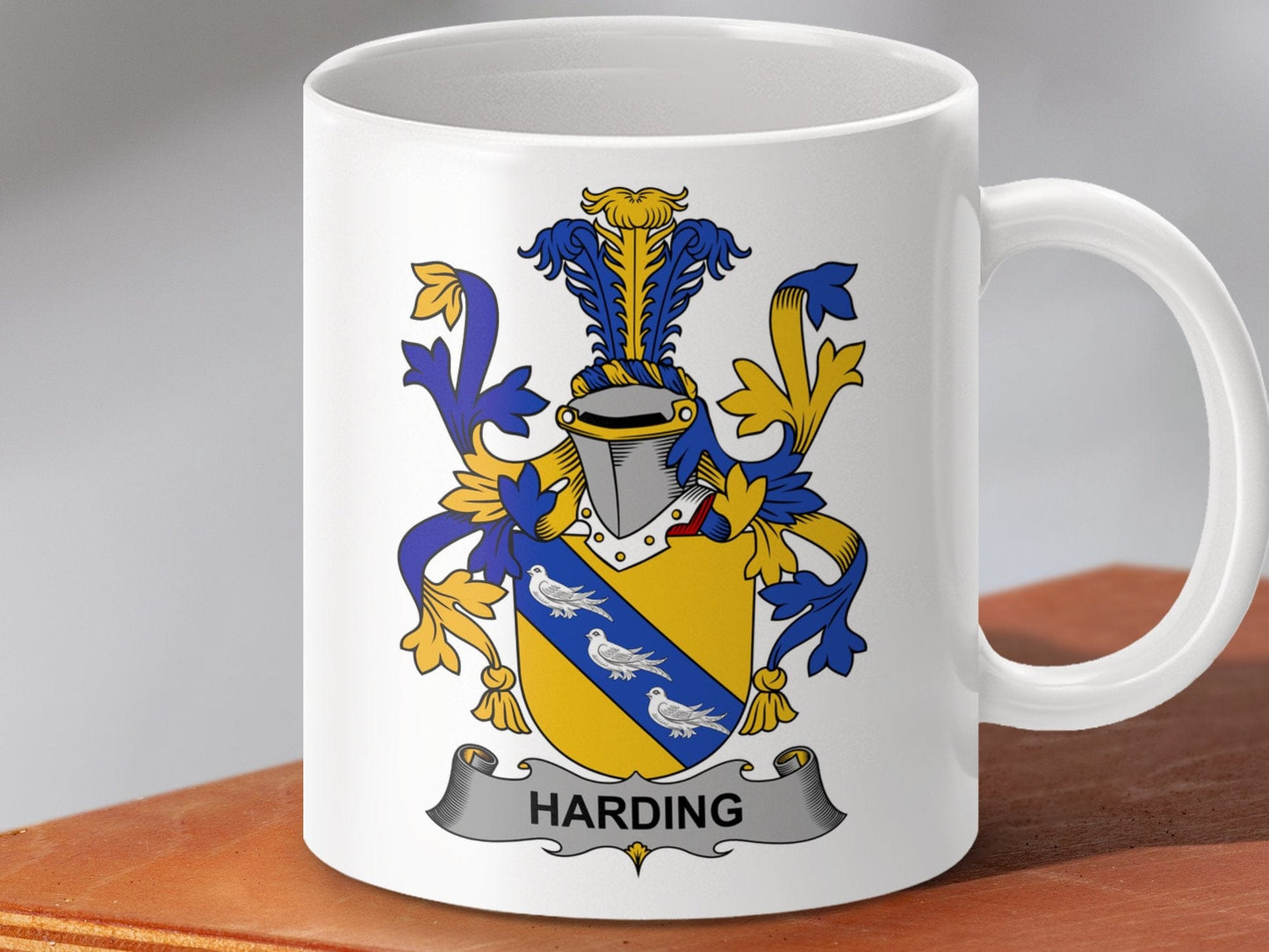 Physical Item 11oz / White Harding Surname Irish Heraldry Ceramic Mug