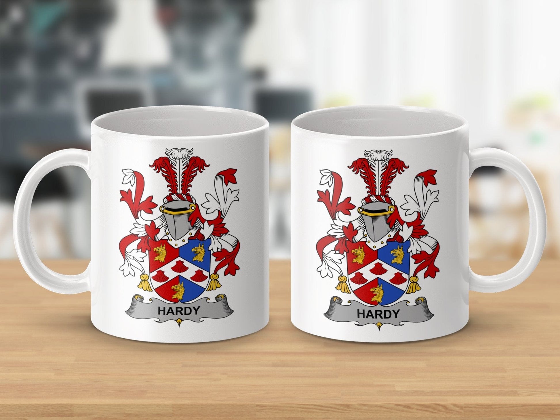 Physical Item 11oz / White Hardy Surname Irish Heraldry Ceramic Mug