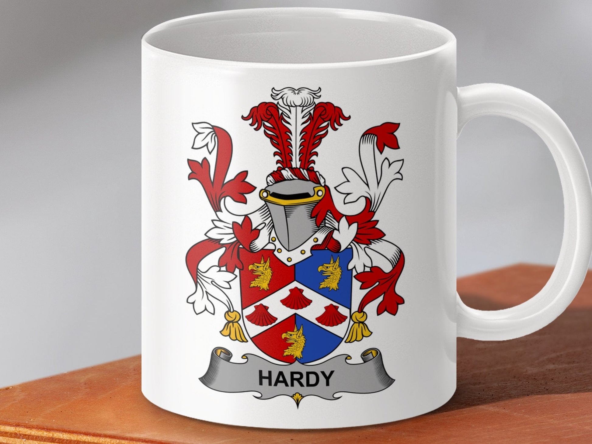 Physical Item 11oz / White Hardy Surname Irish Heraldry Ceramic Mug