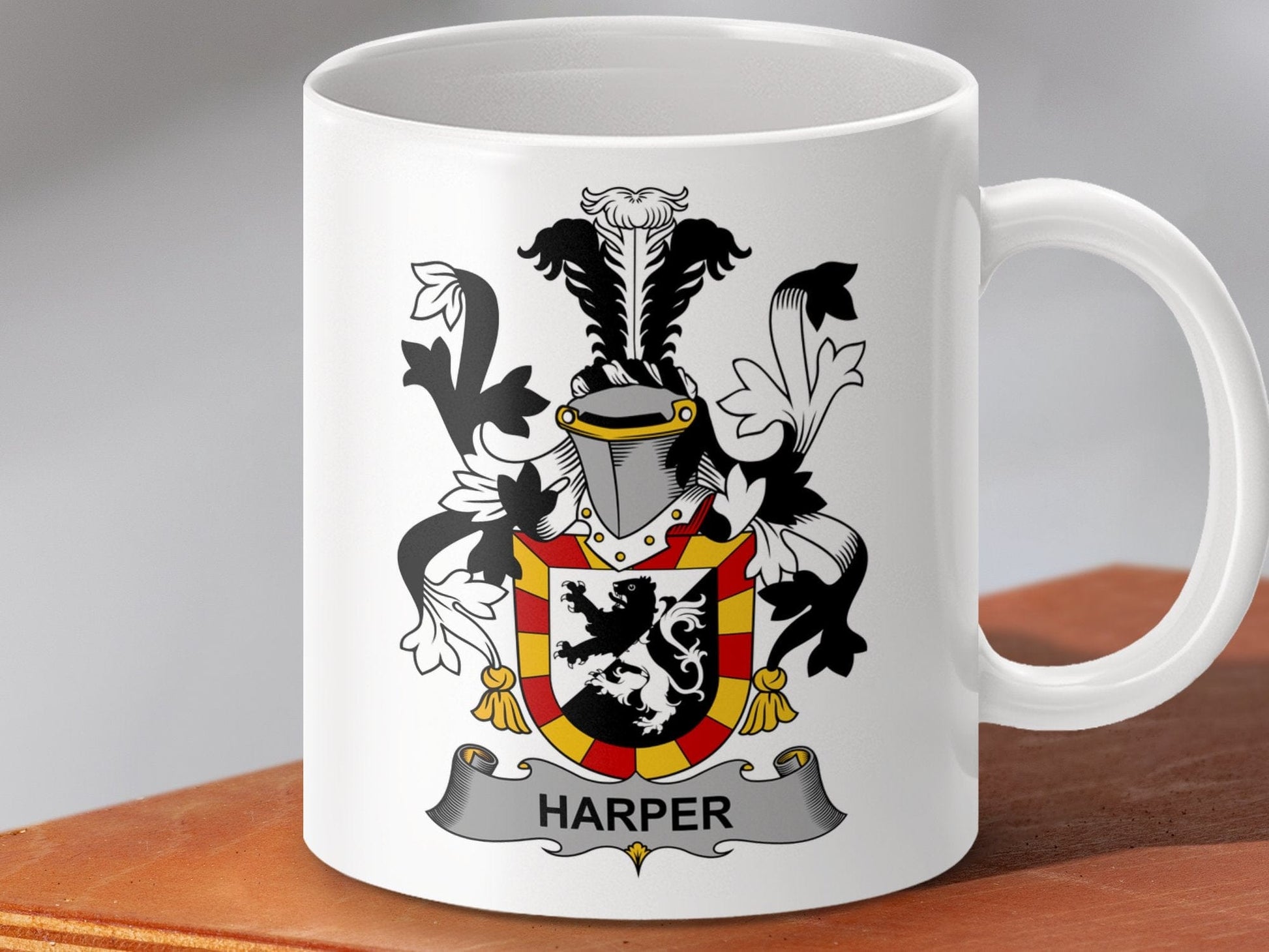 Physical Item 11oz / White Harper Surname Irish Heraldry Ceramic Mug