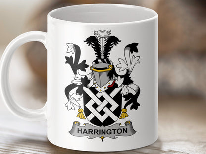 Physical Item 11oz / White Harrington Surname Irish Heraldry Ceramic Mug