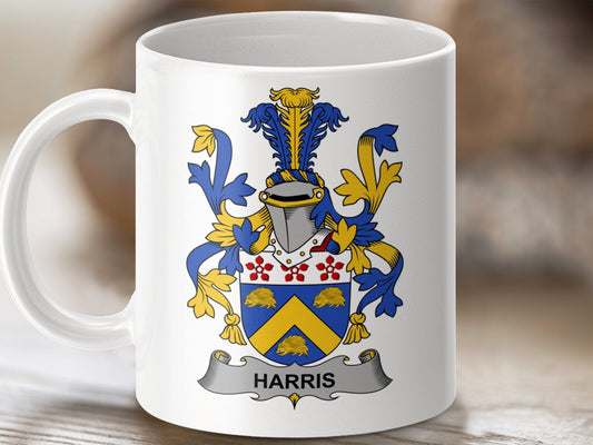 Physical Item 11oz / White Harris Surname Irish Heraldry Ceramic Mug