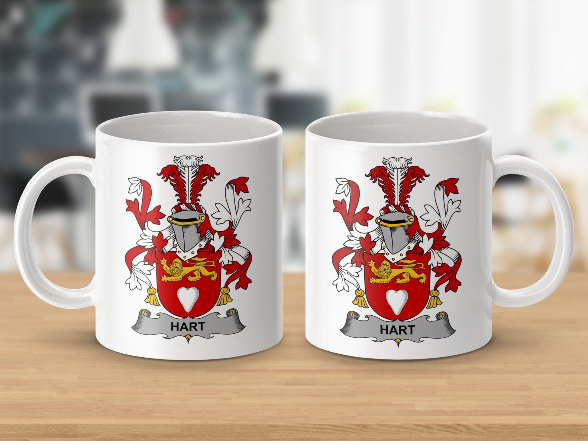 Physical Item 11oz / White Hart Surname Irish Heraldry Ceramic Mug