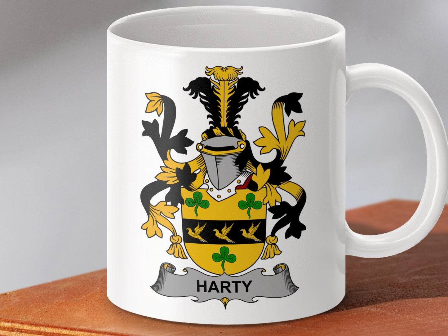 Physical Item 11oz / White Harty Surname Irish Heraldry Ceramic Mug