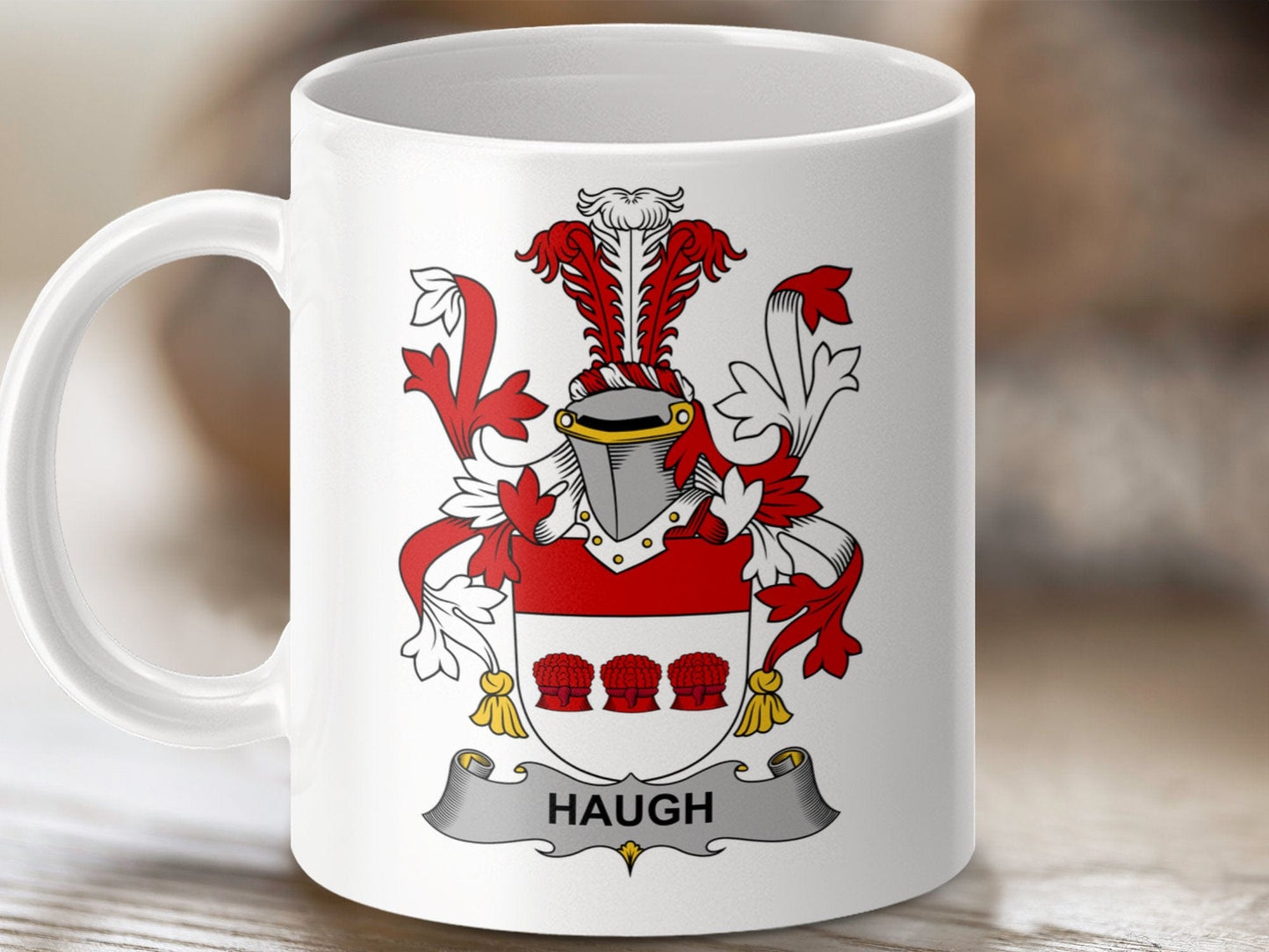 Physical Item 11oz / White Haugh Surname Irish Heraldry Ceramic Mug