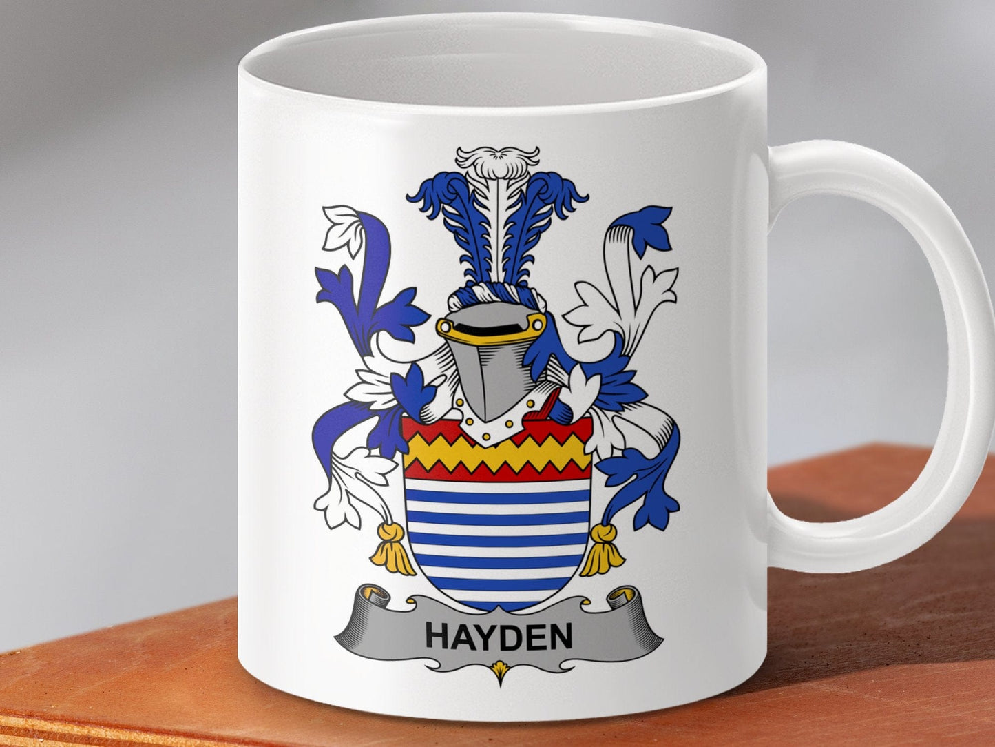 Physical Item 11oz / White Hayden Surname Irish Heraldry Ceramic Mug