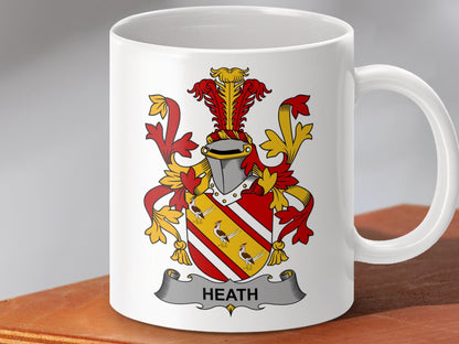 Physical Item 11oz / White Heath Surname Irish Heraldry Ceramic Mug