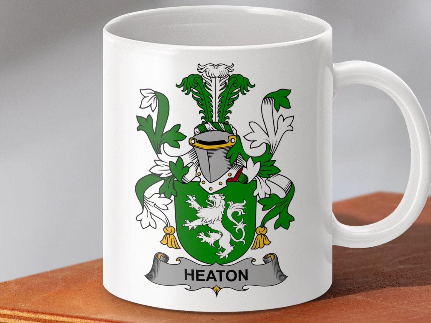 Physical Item 11oz / White Heaton Surname Irish Heraldry Ceramic Mug