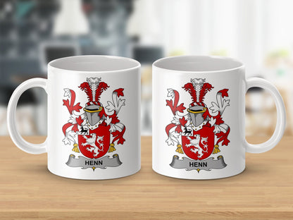 Physical Item 11oz / White Henn Surname Irish Heraldry Ceramic Mug