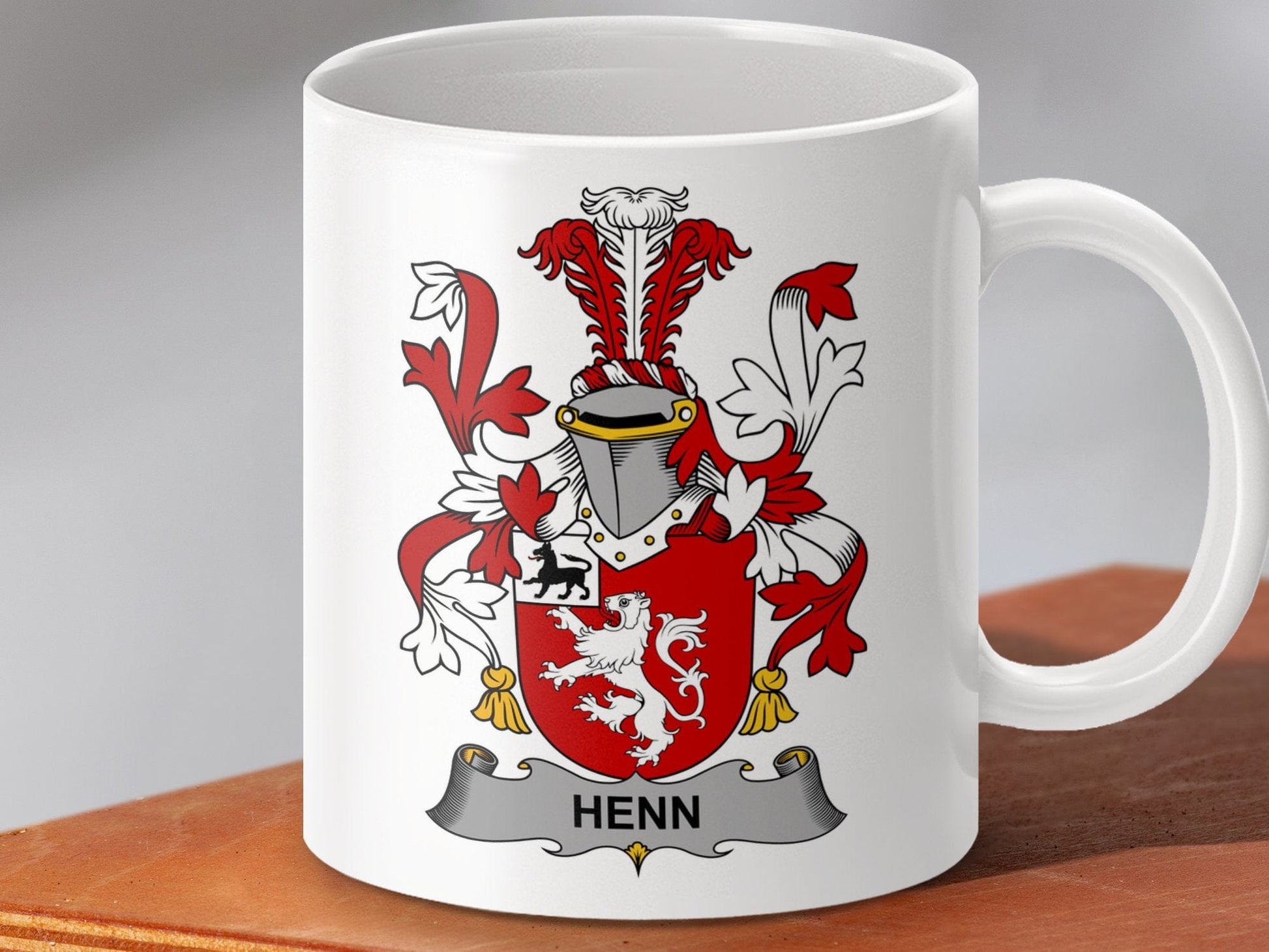 Physical Item 11oz / White Henn Surname Irish Heraldry Ceramic Mug