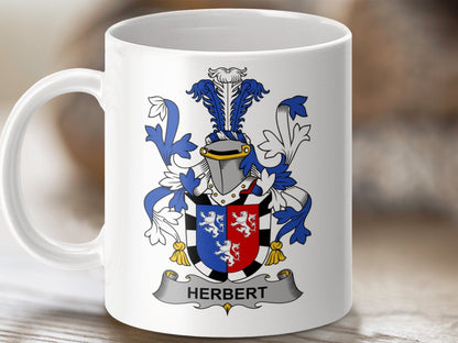 Physical Item 11oz / White Herbert Surname Irish Heraldry Ceramic Mug