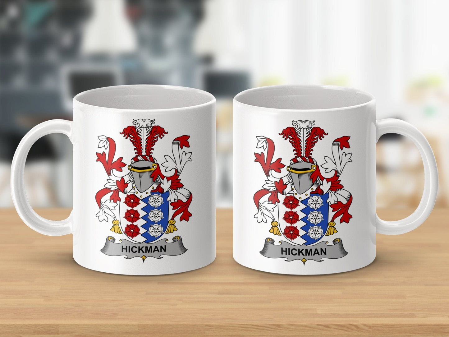 Physical Item 11oz / White Hickman Surname Irish Heraldry Ceramic Mug