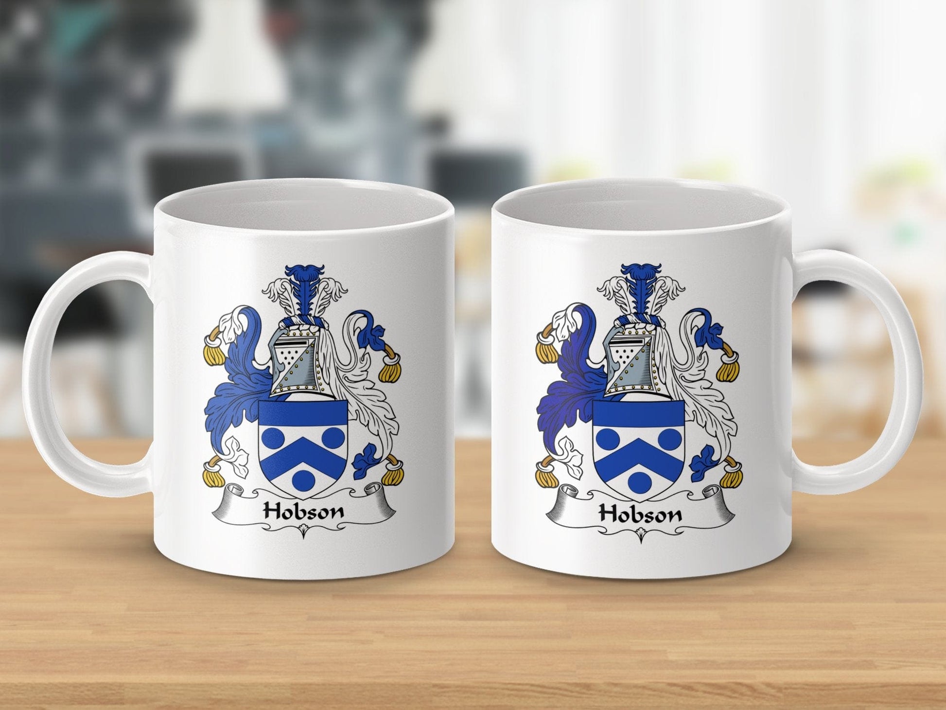 Physical Item 11oz / White Hobson Surname Irish Heraldry Ceramic Mug