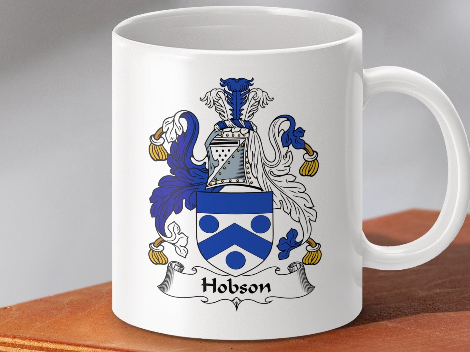 Physical Item 11oz / White Hobson Surname Irish Heraldry Ceramic Mug