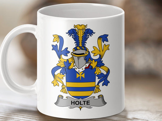 Physical Item 11oz / White Holte Surname Irish Heraldry Ceramic Mug