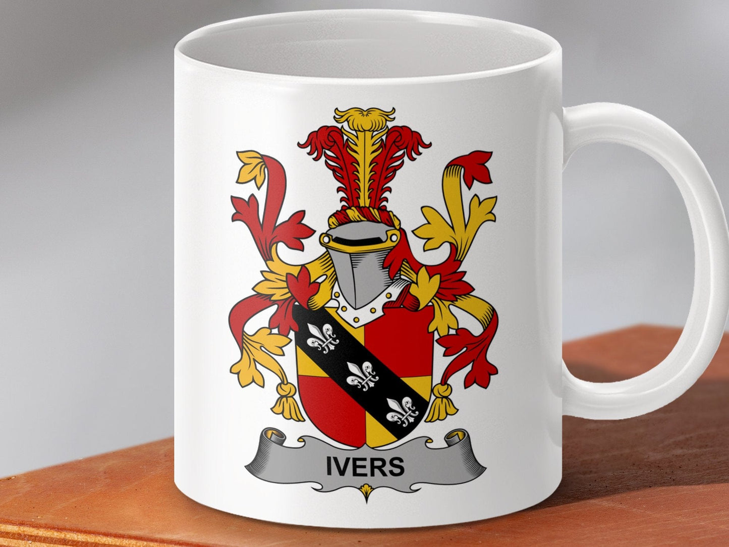 Physical Item 11oz / White Ivers Surname Irish Heraldry Ceramic Mug