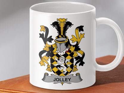 Physical Item 11oz / White Jolley Surname Irish Heraldry Ceramic Mug