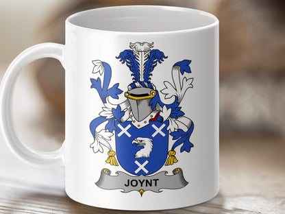 Physical Item 11oz / White Joynt Surname Irish Heraldry Ceramic Mug