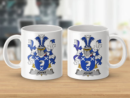 Physical Item 11oz / White Joynt Surname Irish Heraldry Ceramic Mug