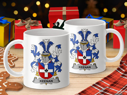 Physical Item 11oz / White Keenan Surname Irish Heraldry Ceramic Mug