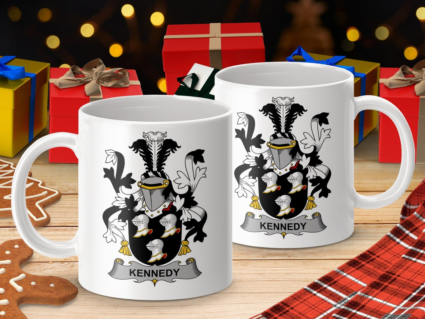 Physical Item 11oz / White Kennedy Surname Irish Heraldry Ceramic Mug