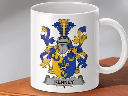 Physical Item 11oz / White Kenney Surname Irish Heraldry Ceramic Mug