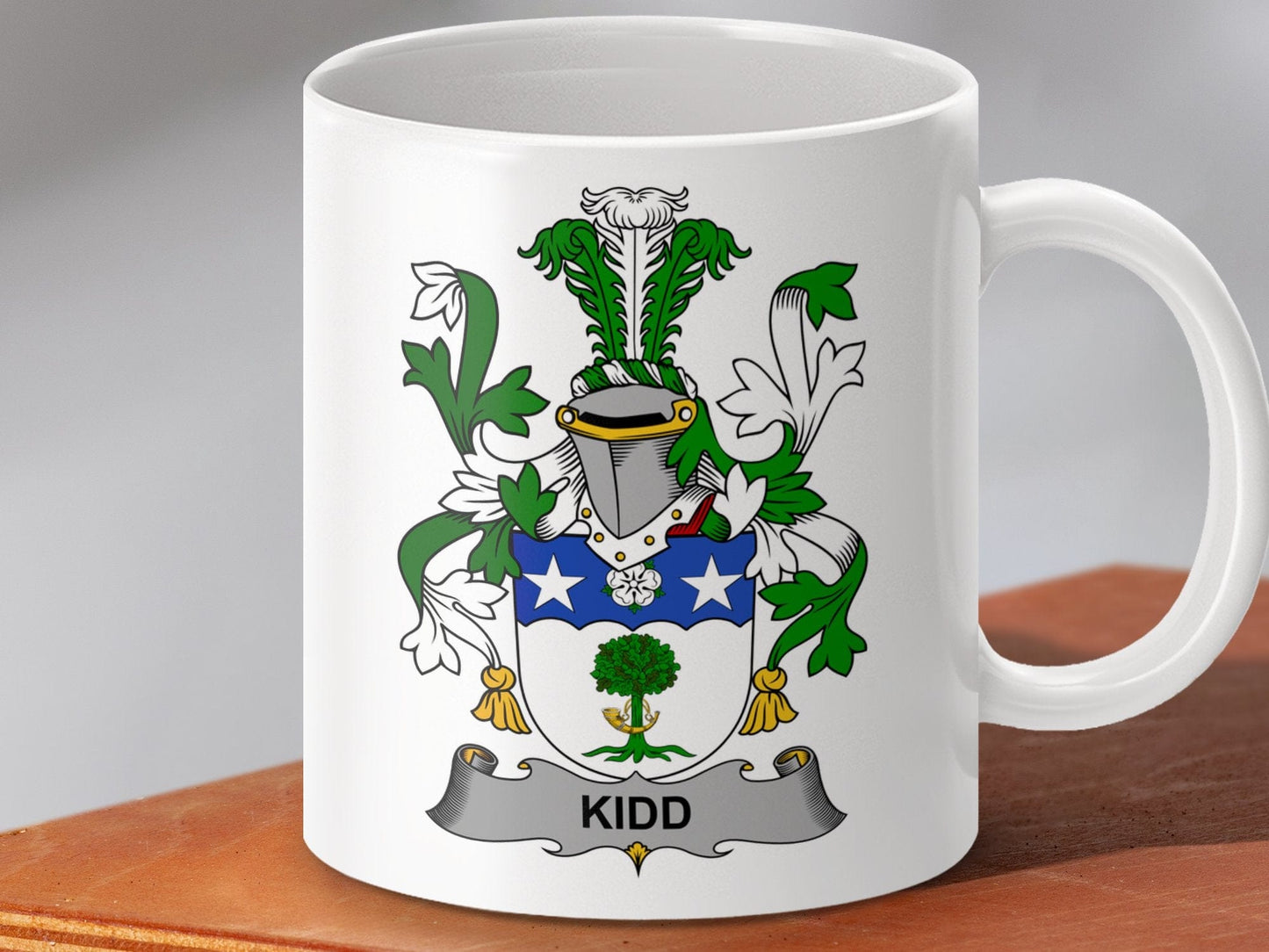 Physical Item 11oz / White Kidd Surname Irish Heraldry Ceramic Mug