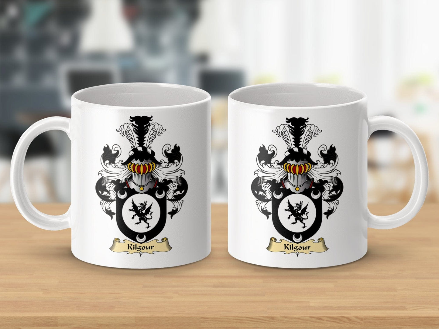 Physical Item 11oz / White Kilsour Clan Coat Of Arms Scottish Mug