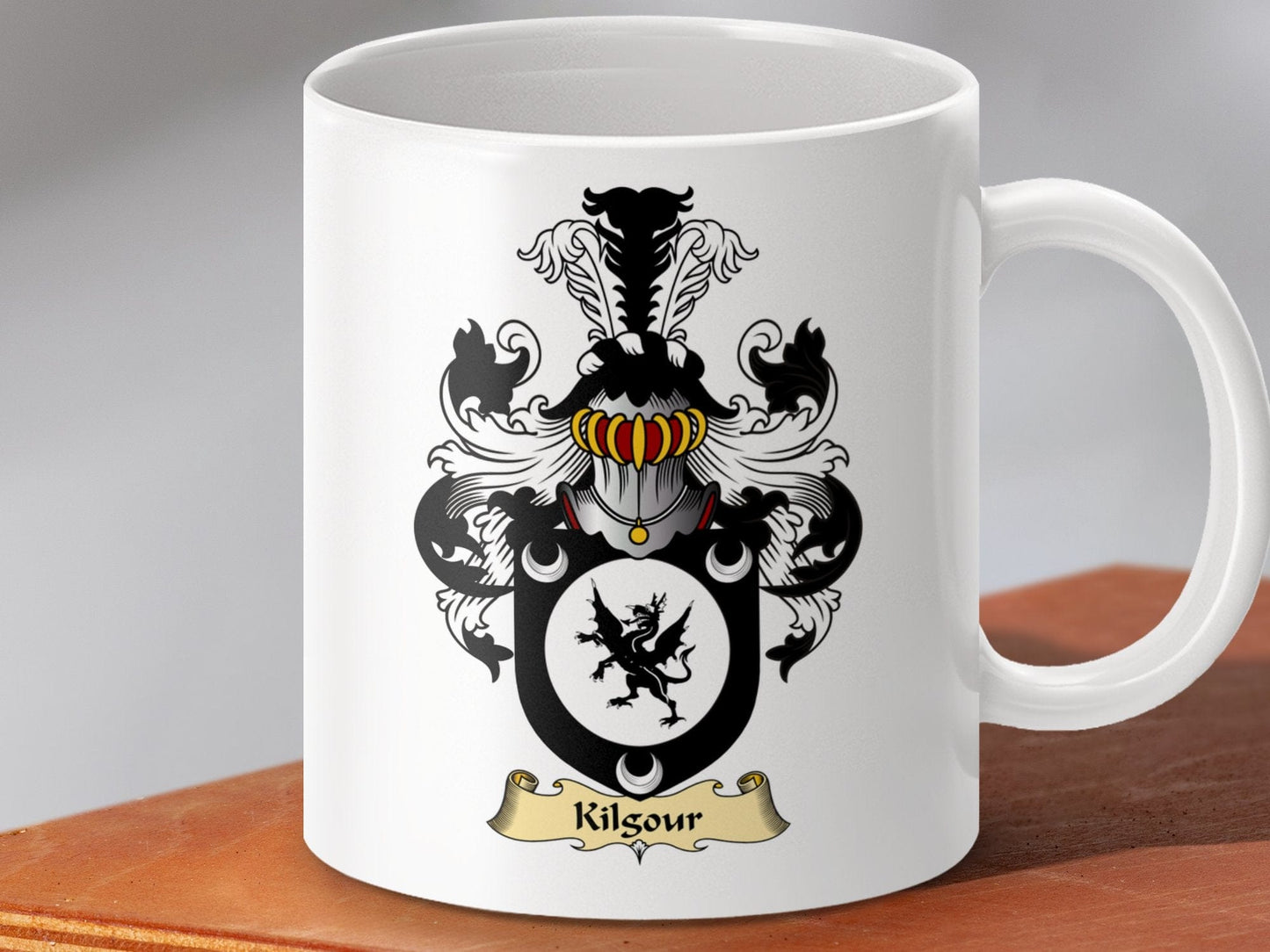 Physical Item 11oz / White Kilsour Clan Coat Of Arms Scottish Mug