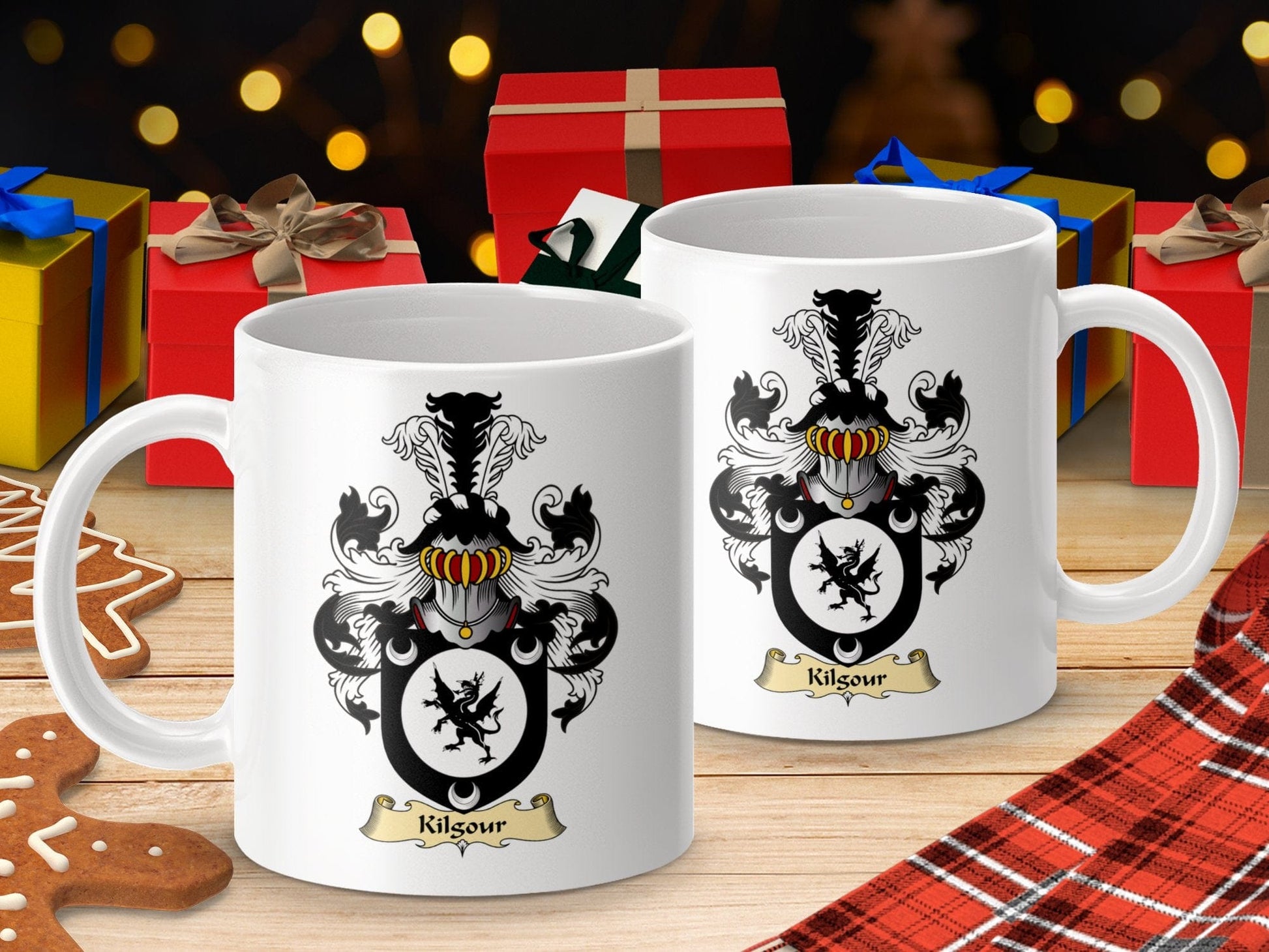 Physical Item 11oz / White Kilsour Clan Coat Of Arms Scottish Mug