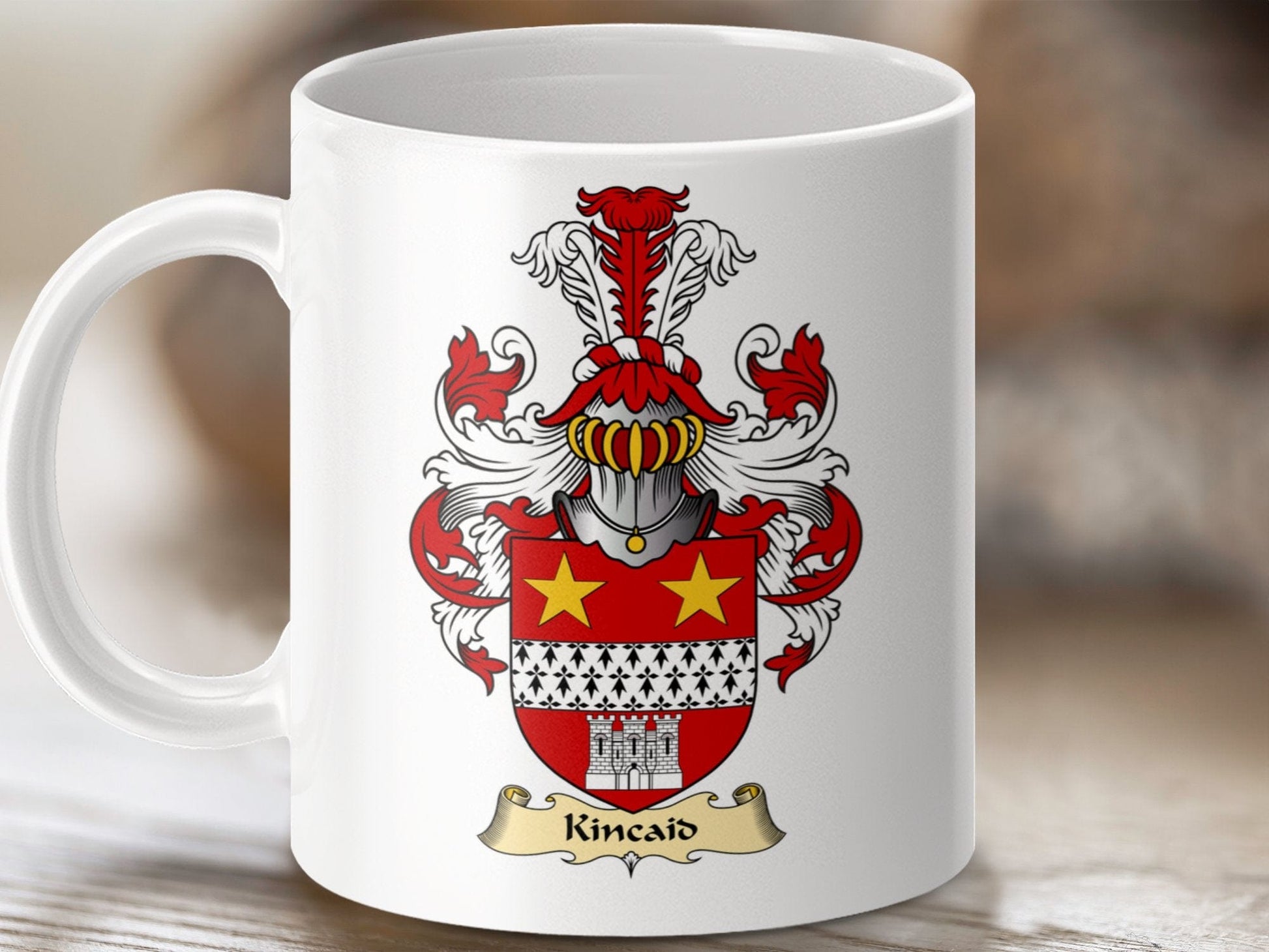 Physical Item 11oz / White Kincaid Clan Coat Of Arms Scottish Mug