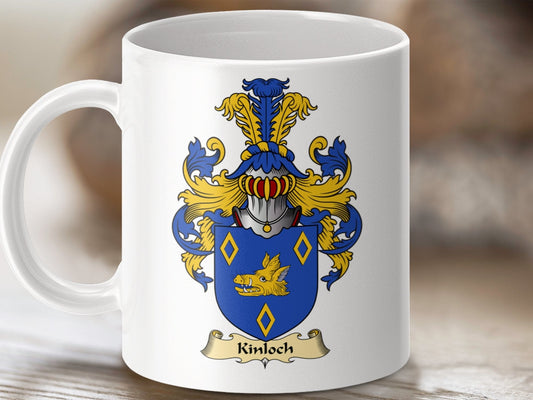 Physical Item 11oz / White Kinloch Clan Coat Of Arms Scottish Mug