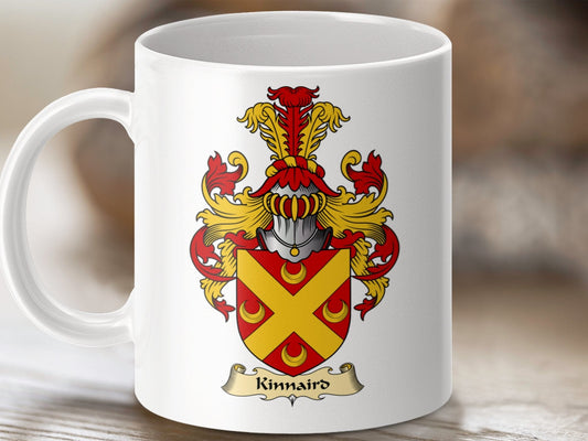 Physical Item 11oz / White Kinnaird Clan Coat Of Arms Scottish Mug