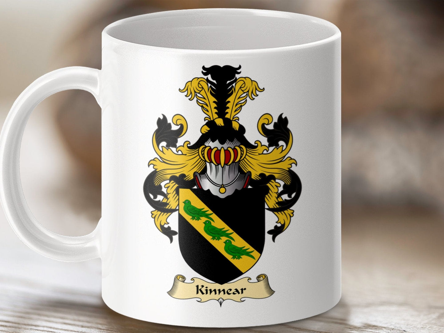 Physical Item 11oz / White Kinnear Clan Coat Of Arms Scottish Mug